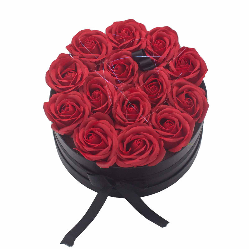 Zeep Bloemen Cadeau Set - 14 Rode Rozen - Rond