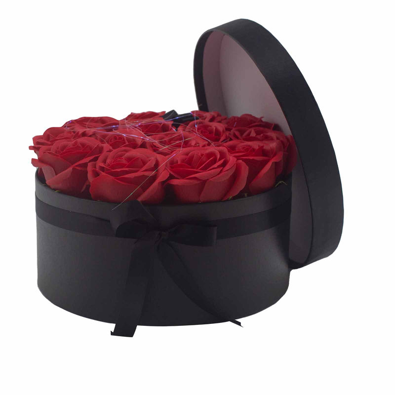 Zeep Bloemen Cadeau Set - 14 Rode Rozen - Rond