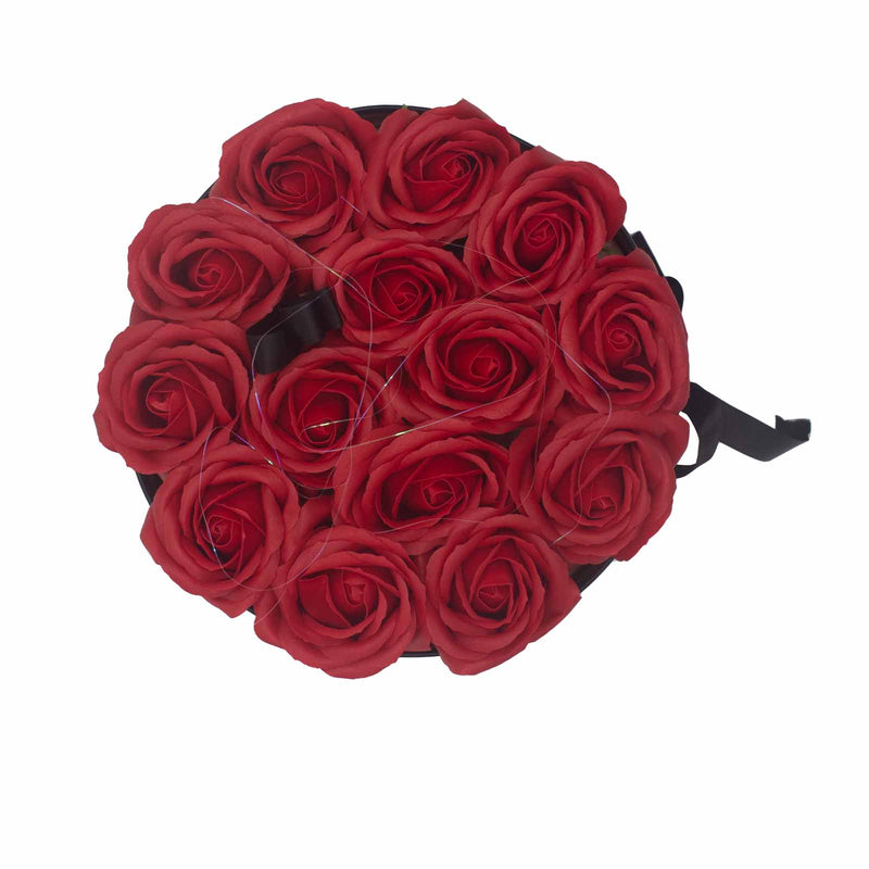 Zeep Bloemen Cadeau Set - 14 Rode Rozen - Rond