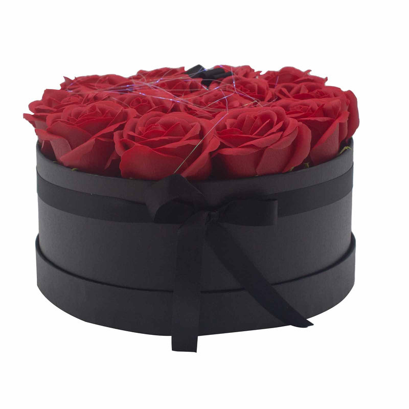 Zeep Bloemen Cadeau Set - 14 Rode Rozen - Rond