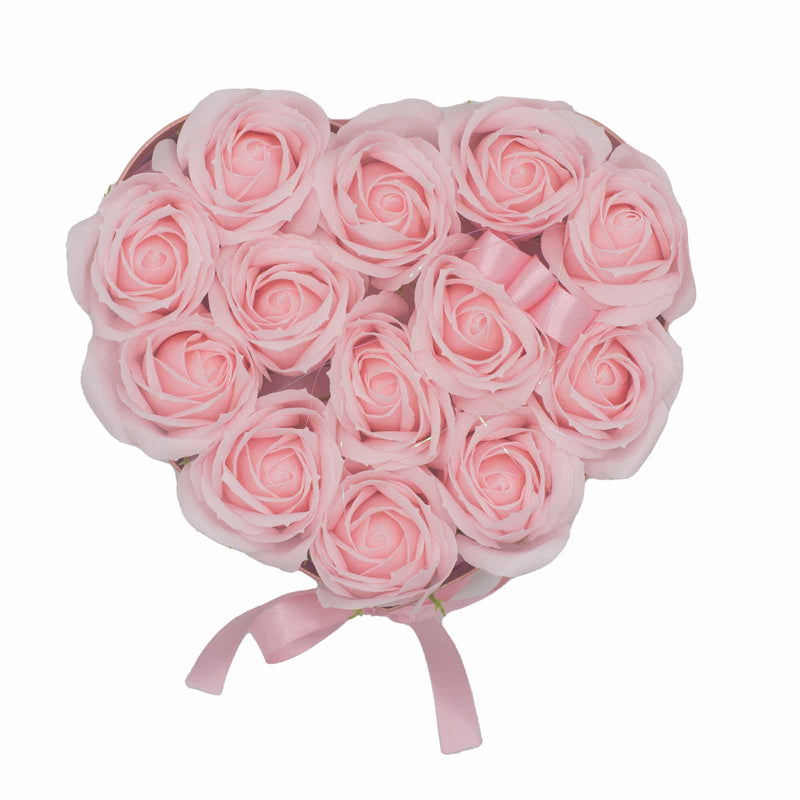 Zeep Bloemen Cadeau Set - 13 Roze Rozen - Hartvorm