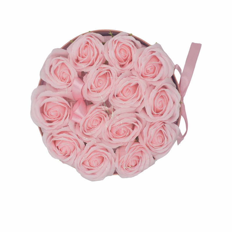 Zeep Bloemen Cadeau Set - 14 Roze Rozen - Rond