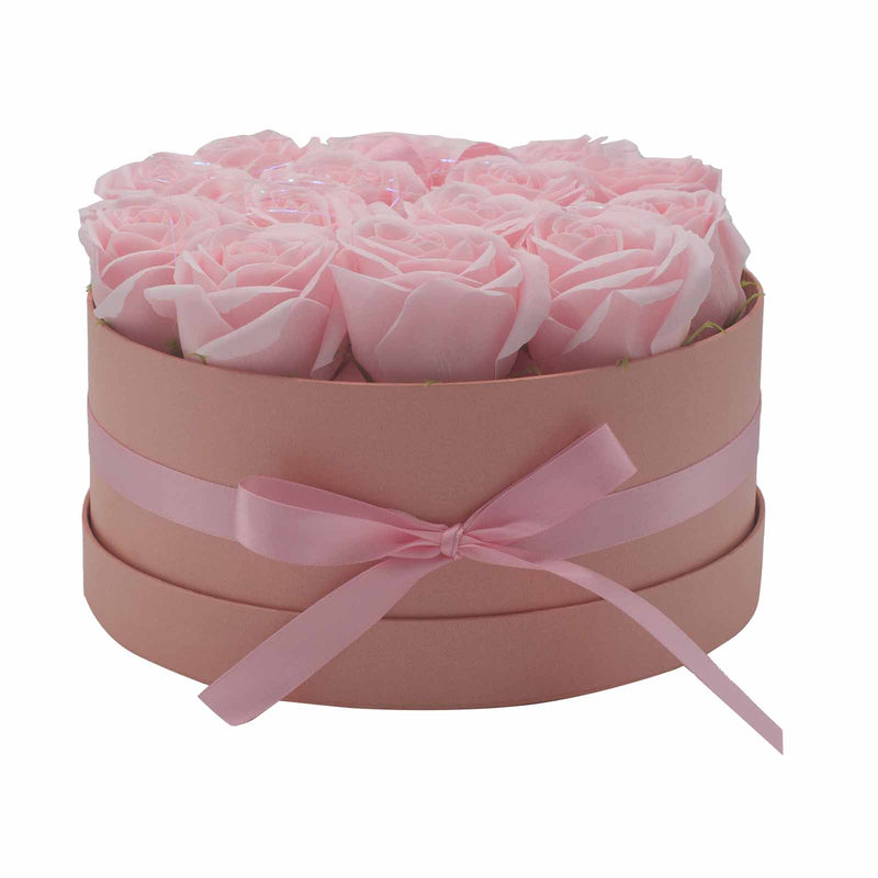 Zeep Bloemen Cadeau Set - 14 Roze Rozen - Rond