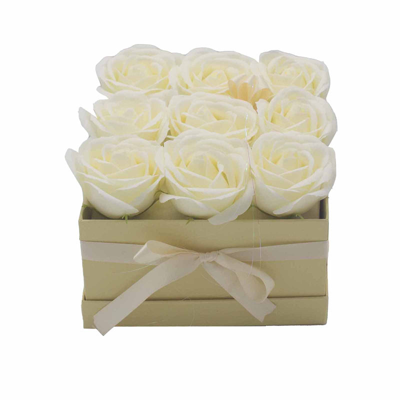 Zeep Bloemen Cadeau Set - 9 Roze Creme - Vierkant