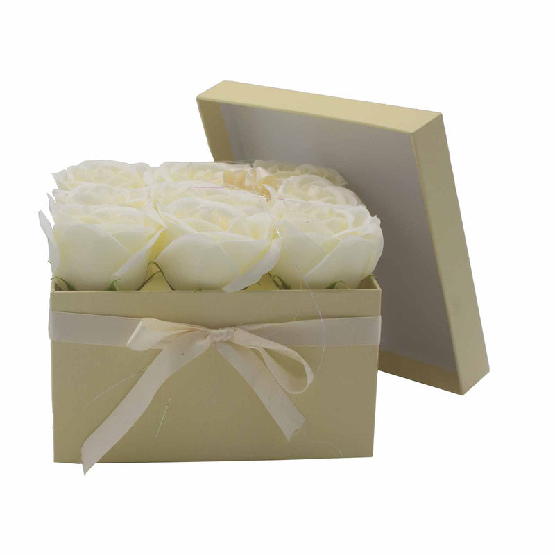 Zeep Bloemen Cadeau Set - 9 Roze Creme - Vierkant