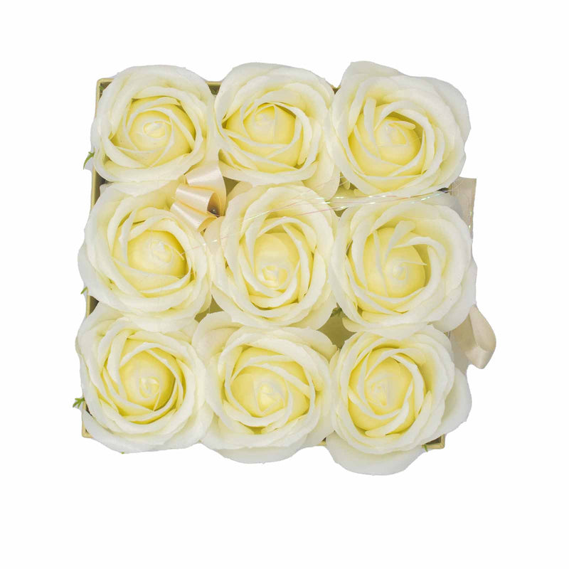 Zeep Bloemen Cadeau Set - 9 Roze Creme - Vierkant