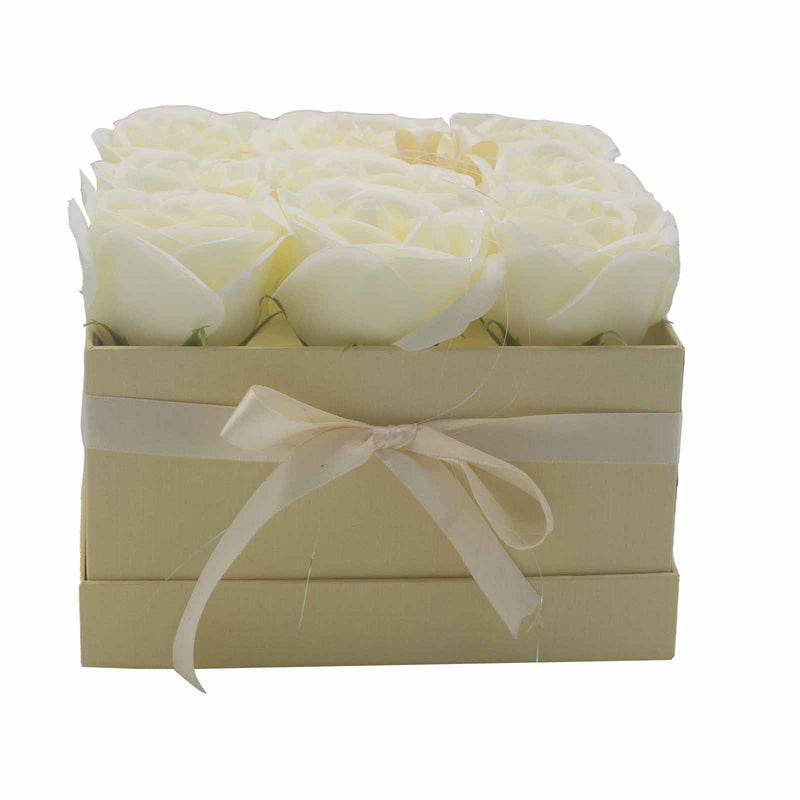 Zeep Bloemen Cadeau Set - 9 Roze Creme - Vierkant