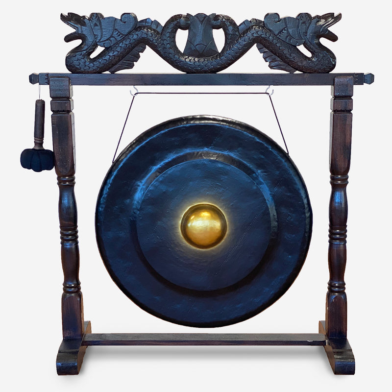 Grote Gong in Klassiek Bruine Standaard - 80cm - Zwart - Patroon