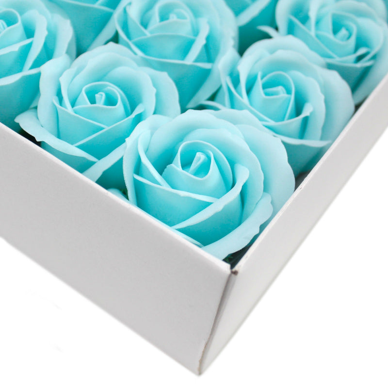 50x Artisan Soap Flower - Medium Rose - Baby Blue