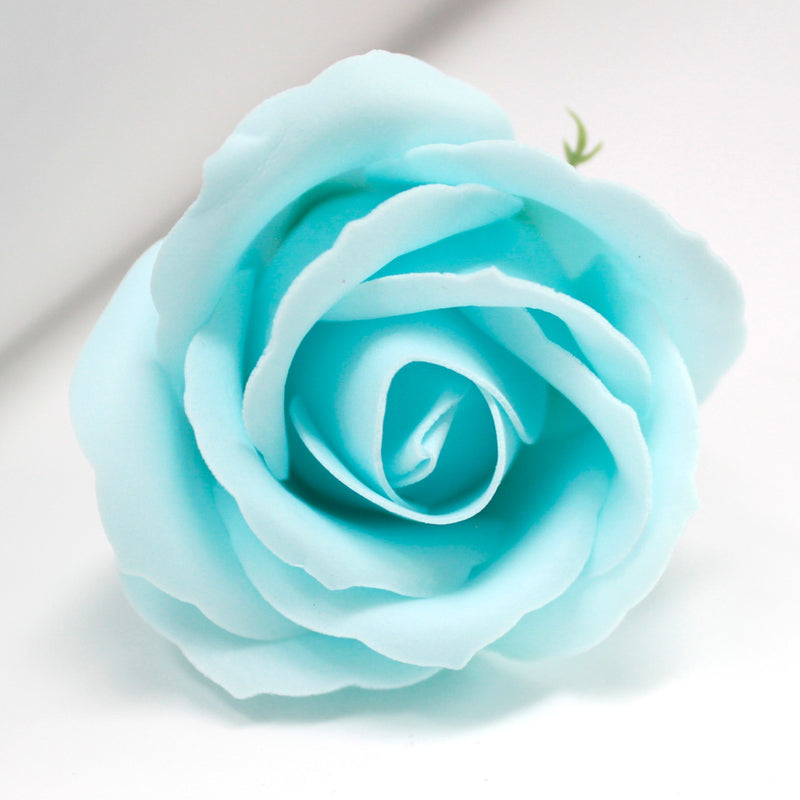 50x Artisan Soap Flower - Medium Rose - Baby Blue