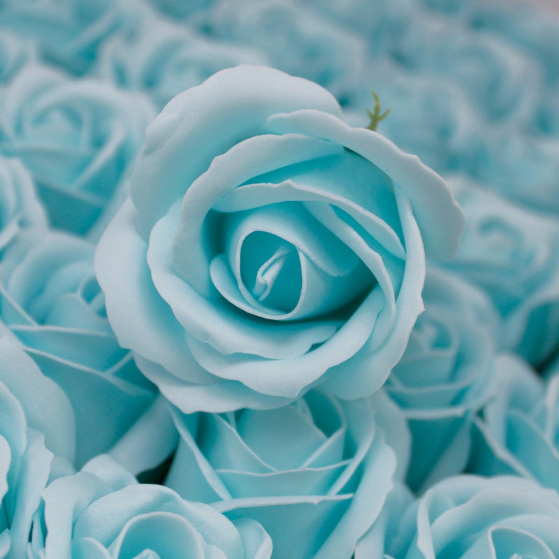 50x Artisan Soap Flower - Medium Rose - Baby Blue