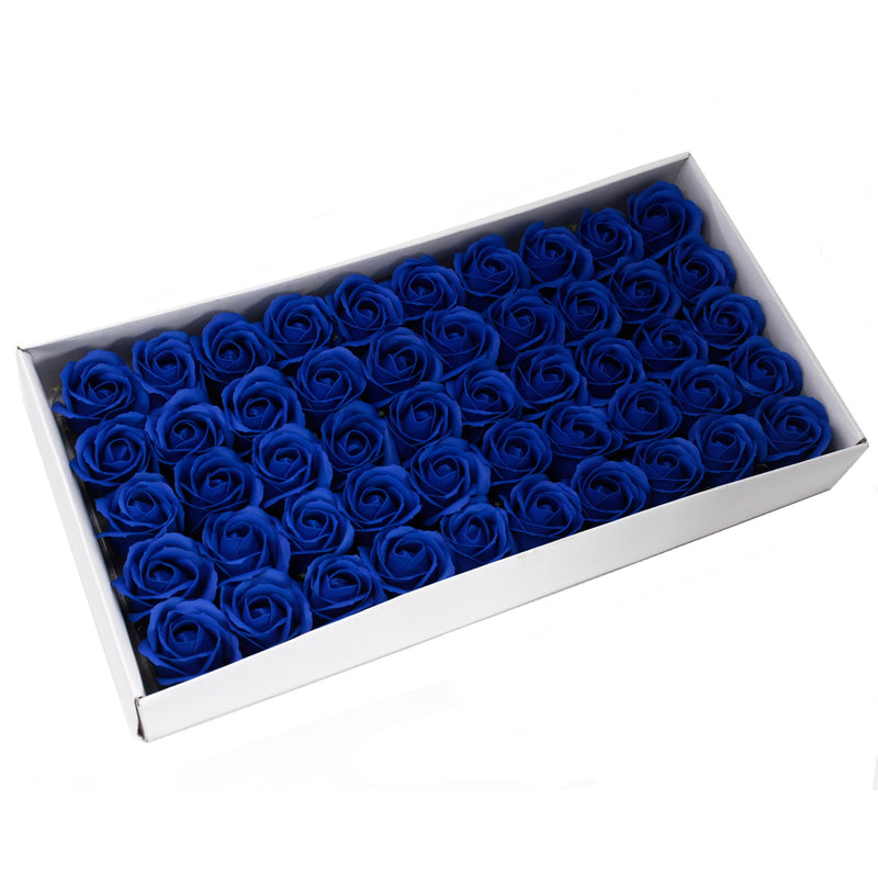 50x Artisan Soap Flower - Medium Rose - Royal Blue