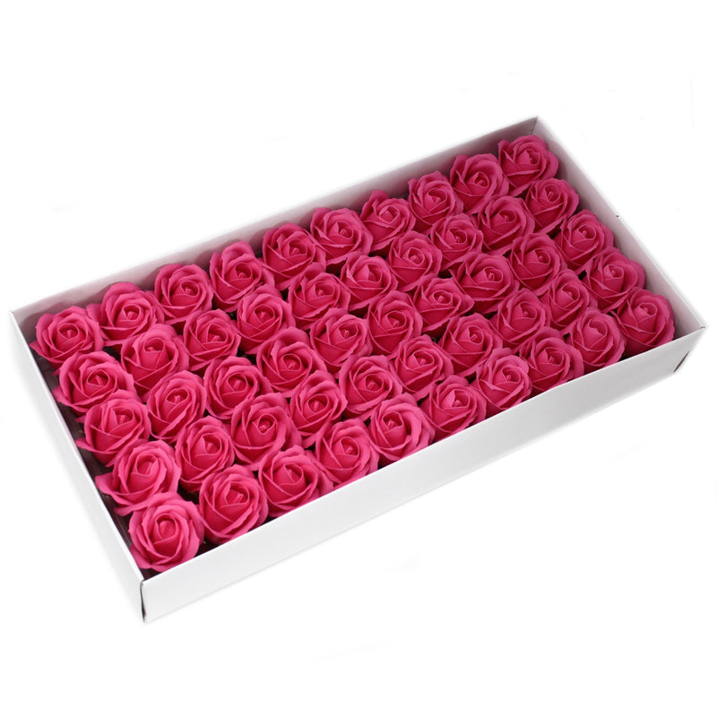 50x Artisan Soap Flower - Medium Rose - Fuchsia