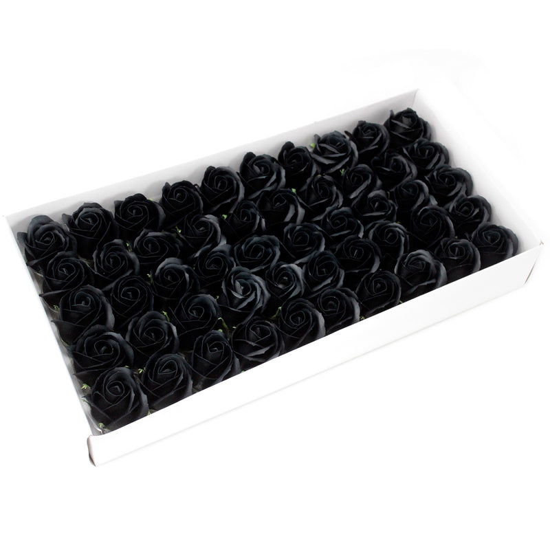 50x Artisan Soap Flower - Medium Rose - Black