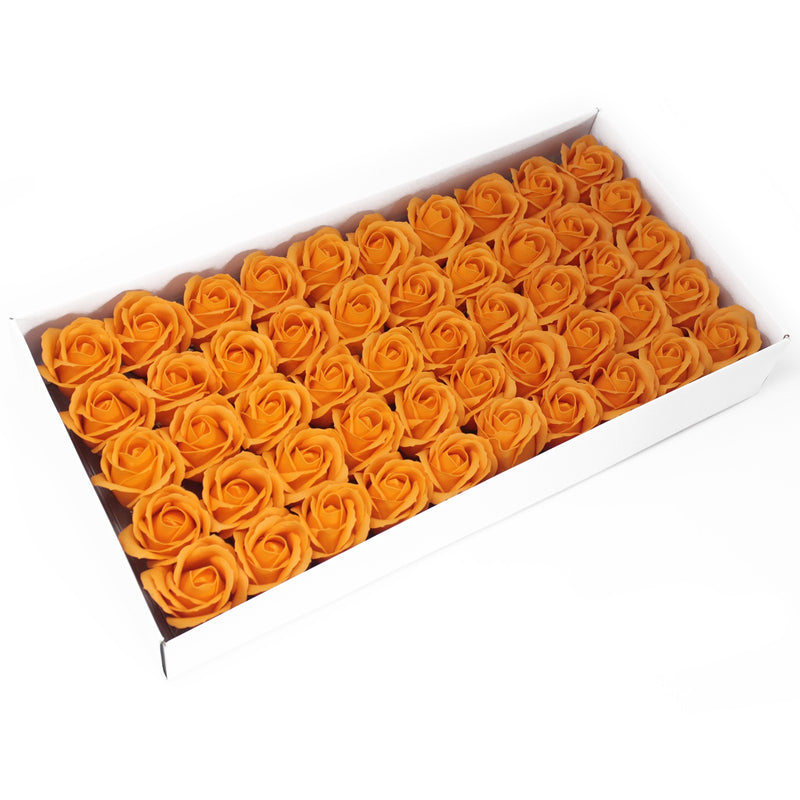 50x Ambachtelijke Zeep Bloem - Medium Roos - Oranje