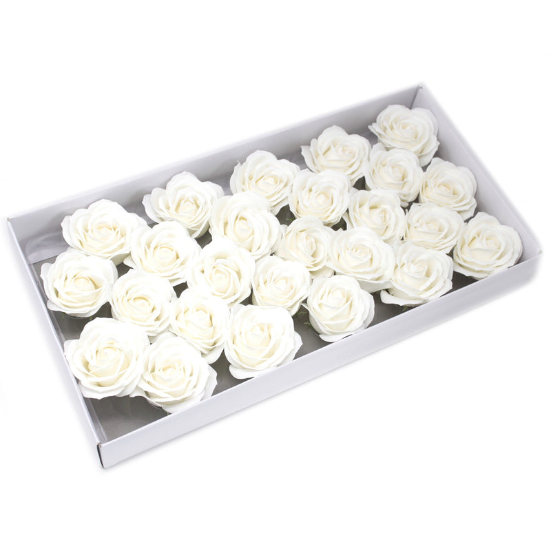 25x Handmade Soap Flower - Large Rose - White