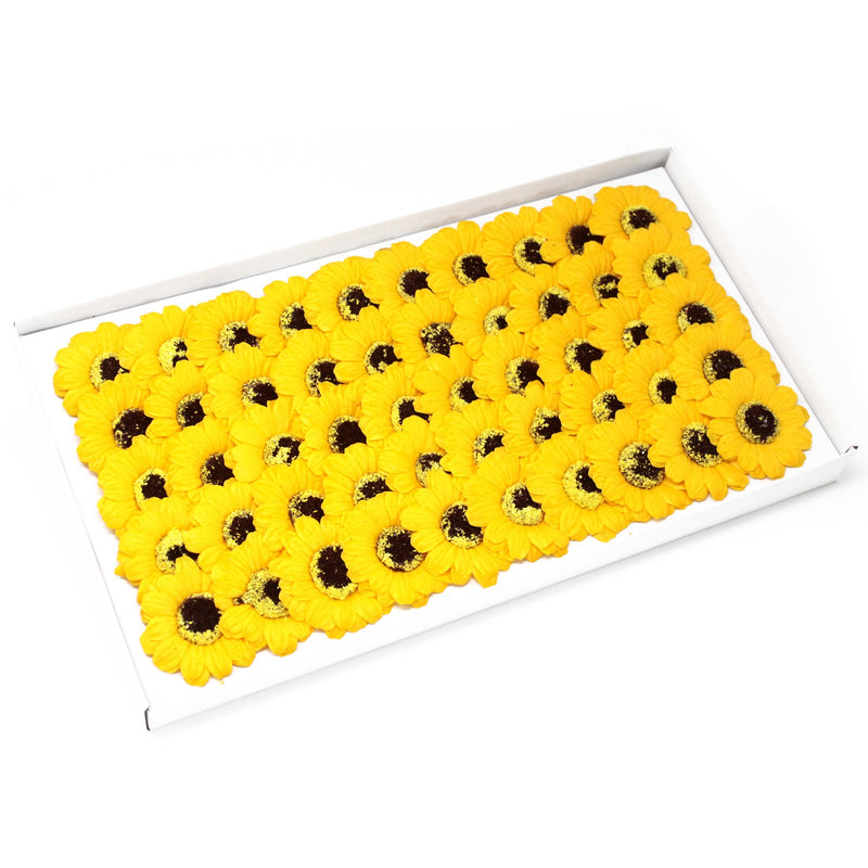 50x Handmade Soap Flower - Small Sunflower - Yellow