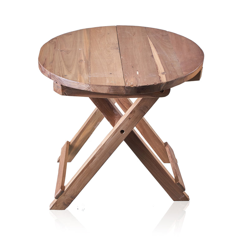 Ronde Opvouwbare Salontafel - Gerecycled Teakhout -