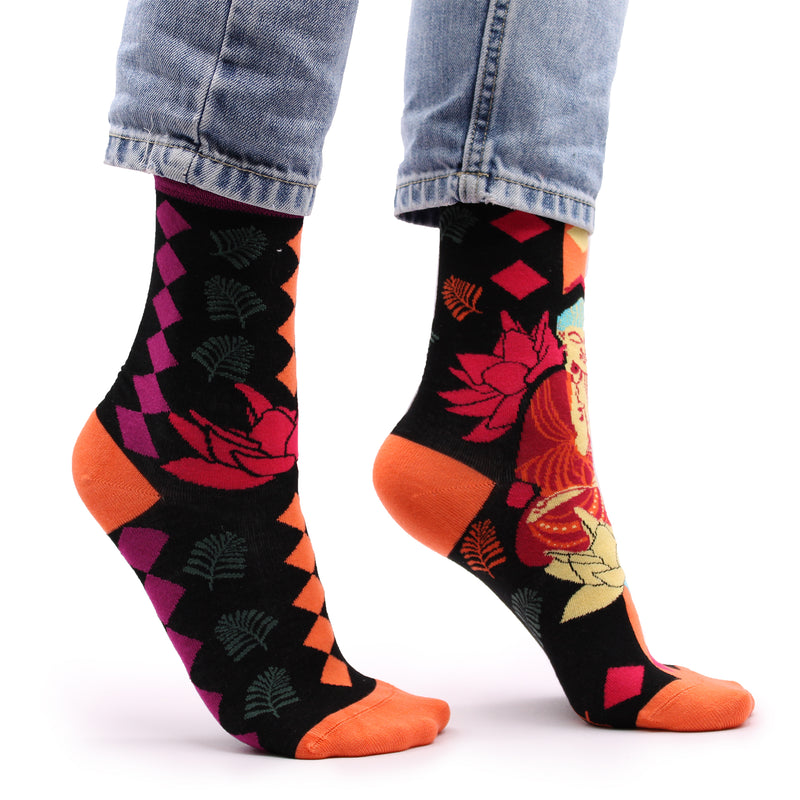 Hop Hare Bamboo Socks - Pink Buddha &amp; Lotus