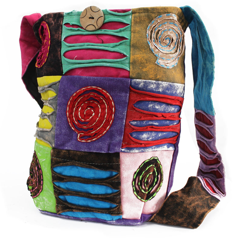 Ethnic shoulder bag - purple / spiral