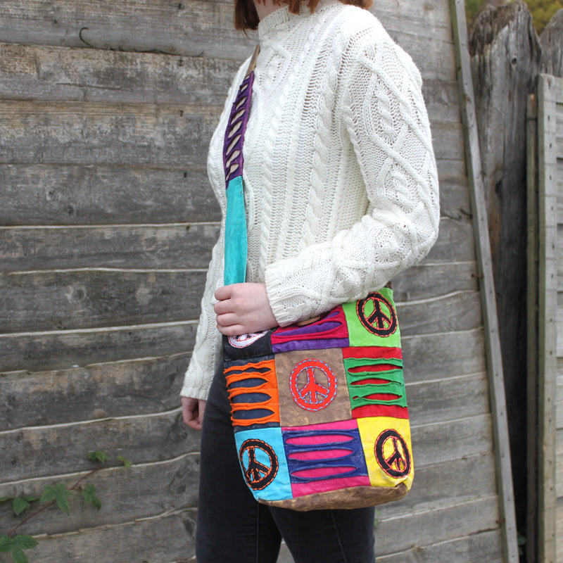 Ethnic Shoulder Bag - Sand / Peace