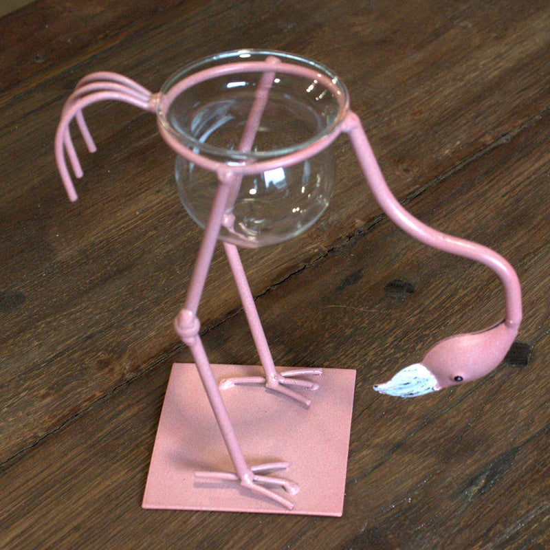 Hydroponic Home Décor - Pink Metal Flamingo Des 3