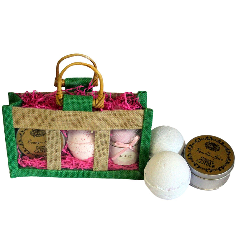 Jute Gift Bag for 3 Items - Green