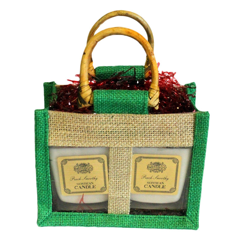 Jute Cadeauzakje voor 2 Items - Groen