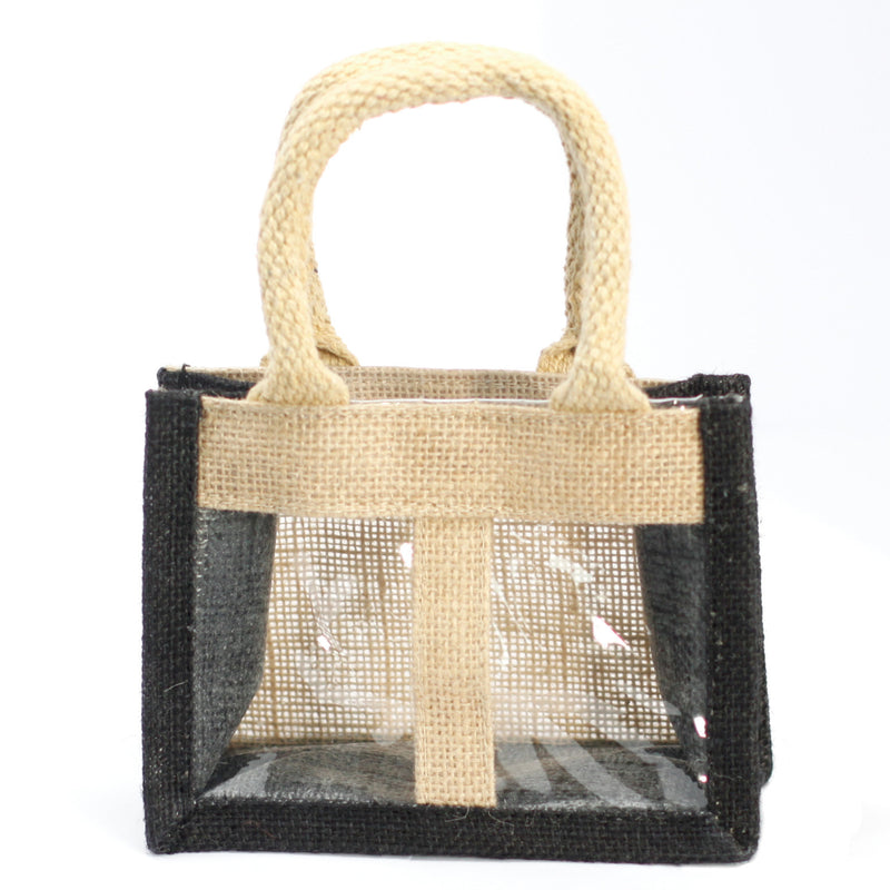 Burlap Gift Bag for 2 items - Black