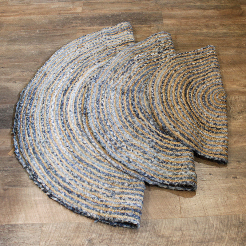 Rond vloerkleed van jute en gerecycled denim - 90 cm