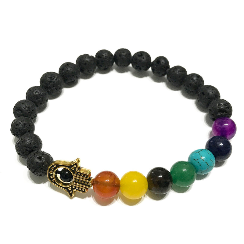 Lava Stone Bracelet - Hamsa Chakra