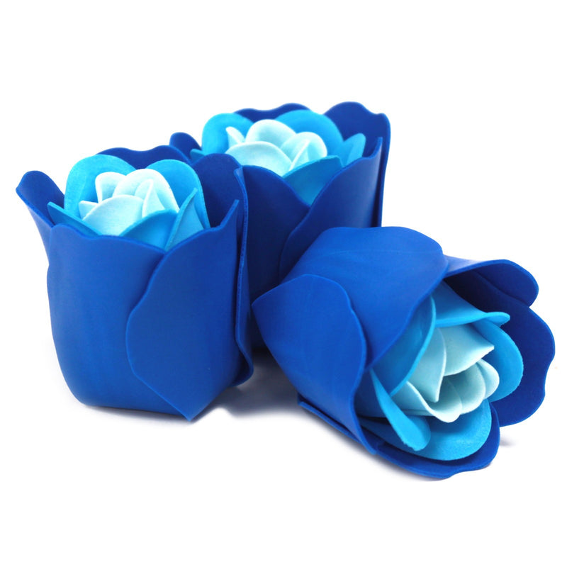 Set van 3 Zeep Rozen - Blauwe Bruiloft Rozen