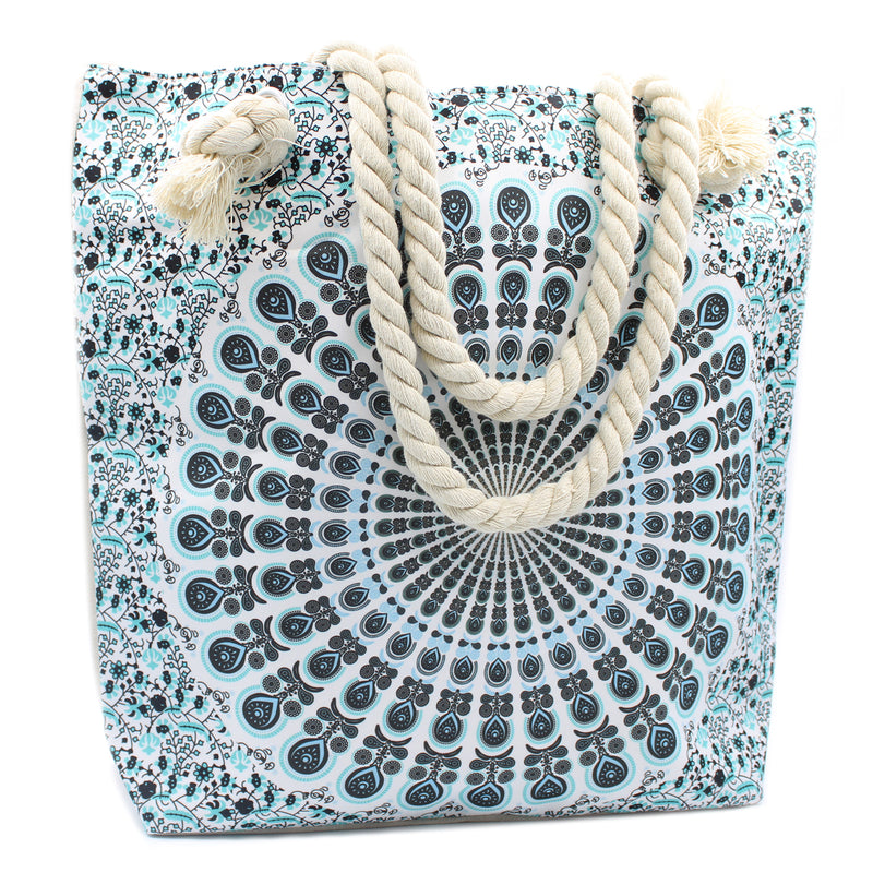 Mandala Tas met Touwriem -  Hemels Blauw