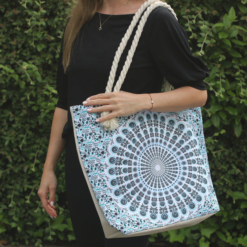 Mandala Tas met Touwriem -  Hemels Blauw