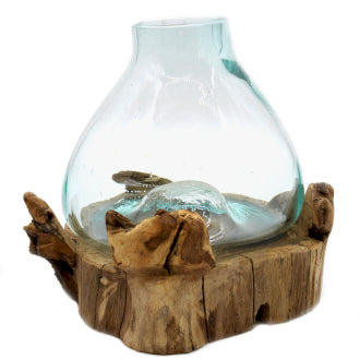 Gesmolten Glas op Houten Stronk - Aquarium