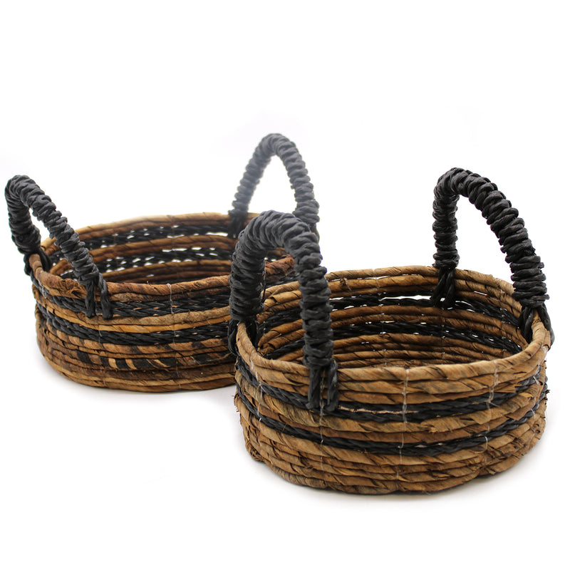 Bananenblad & Hitam Raffia Mand - Set van 2