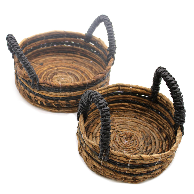 Bananenblad & Hitam Raffia Mand - Set van 2