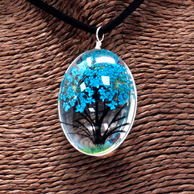 Pressed Flowers - Tree of Life set - Teal