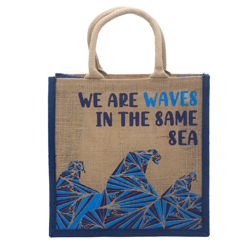 Jute Tas met Print - We are Waves - Naturel