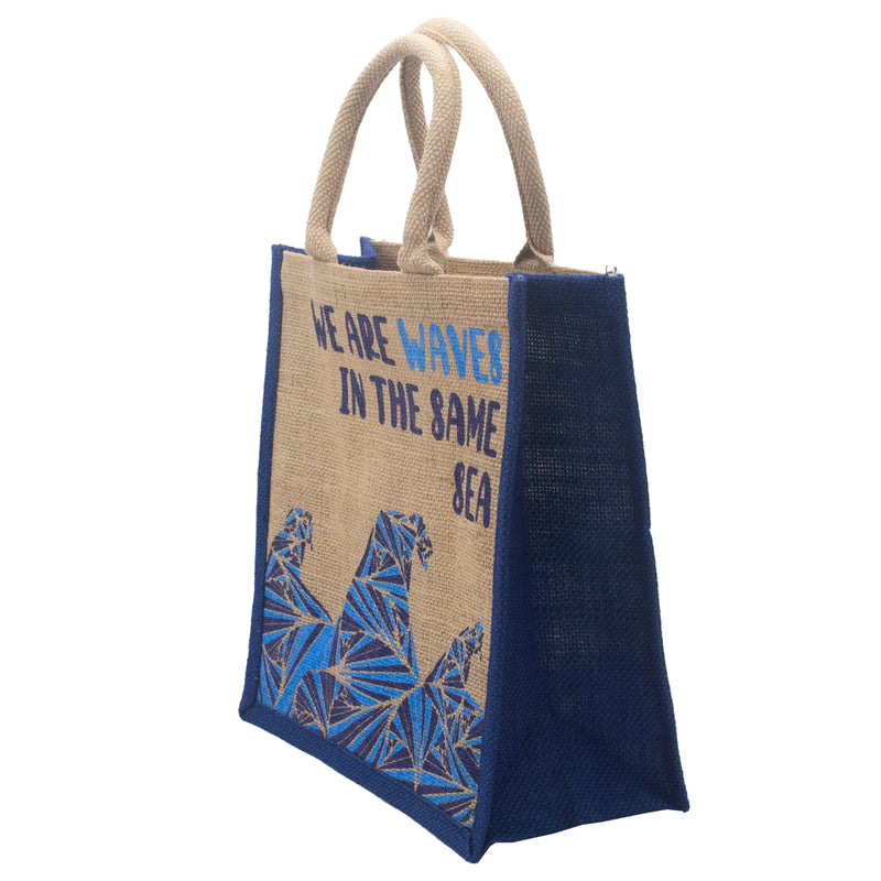 Jute Tas met Print - We are Waves - Naturel