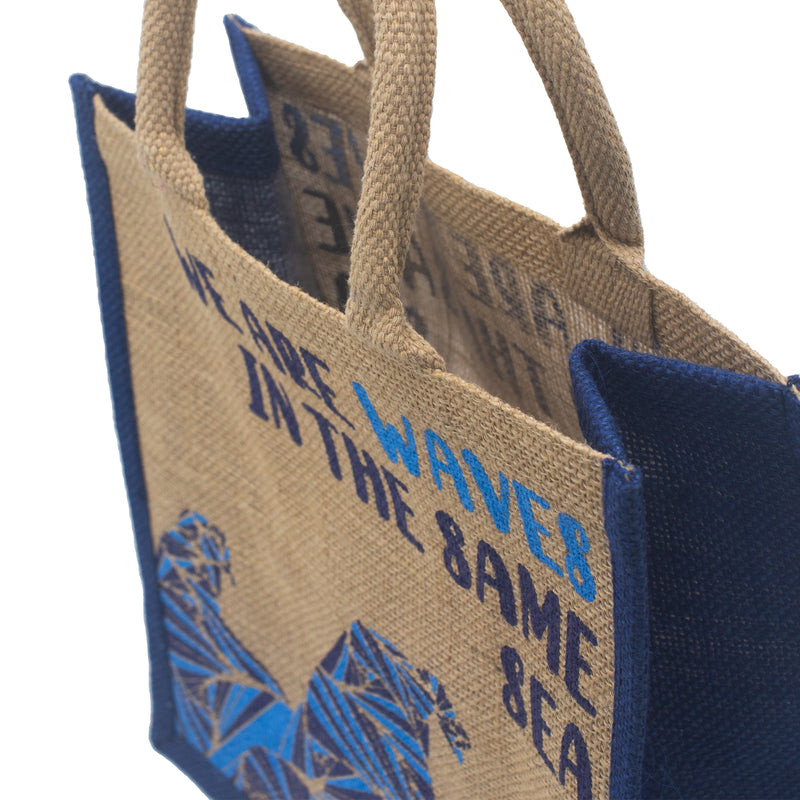 Jute Tas met Print - We are Waves - Naturel