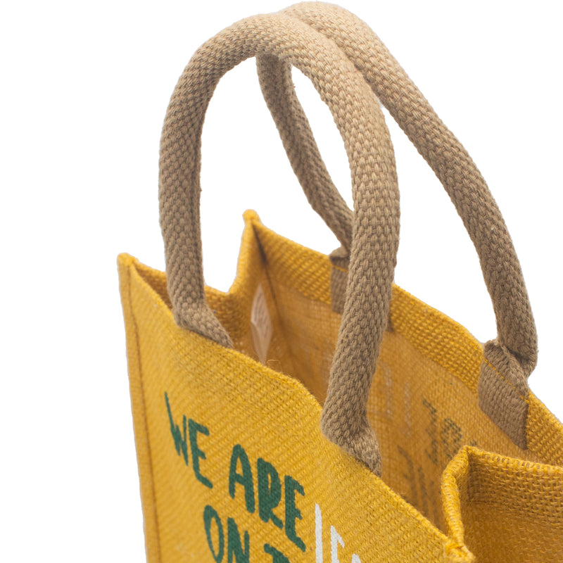 Jute Tas met Print - We are Leaves -Geel