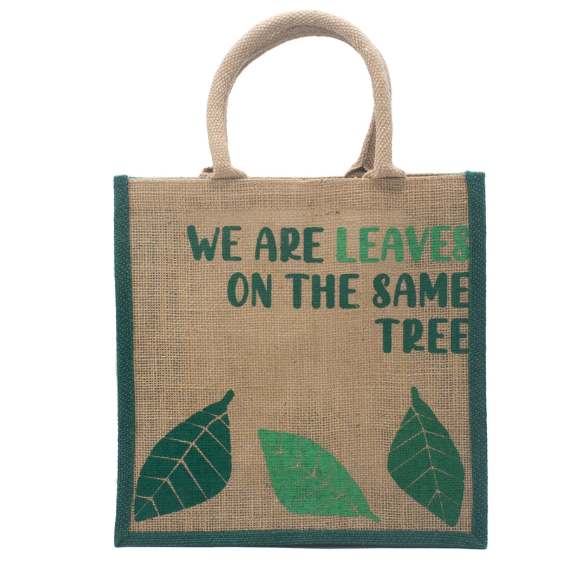 Jute Tas met Print - We are Leaves - Naturel