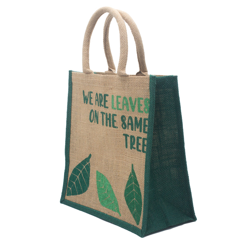 Jute Tas met Print - We are Leaves - Naturel