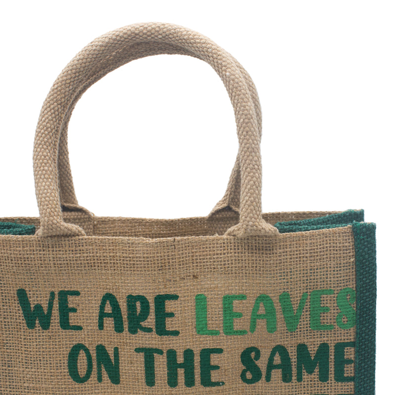 Jute Tas met Print - We are Leaves - Naturel