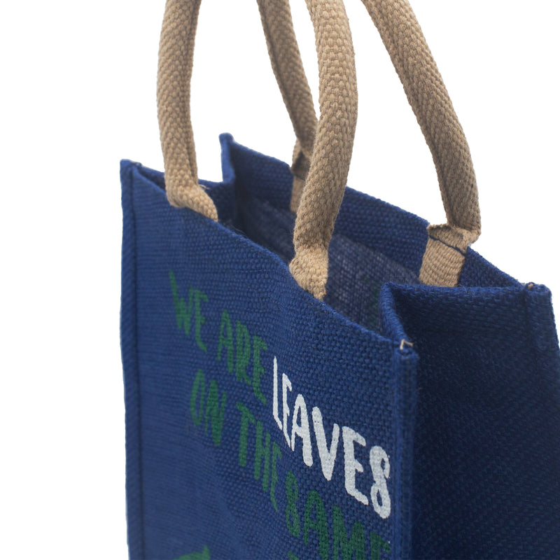 Jute Tas met Print - We are Leaves - Blauw