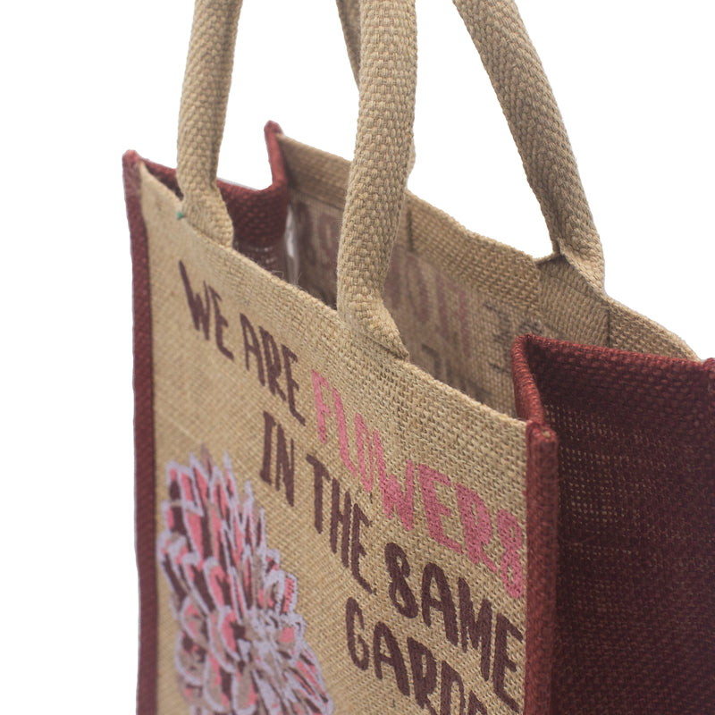 Jute Tas met Print - We are Flowers - Naturel