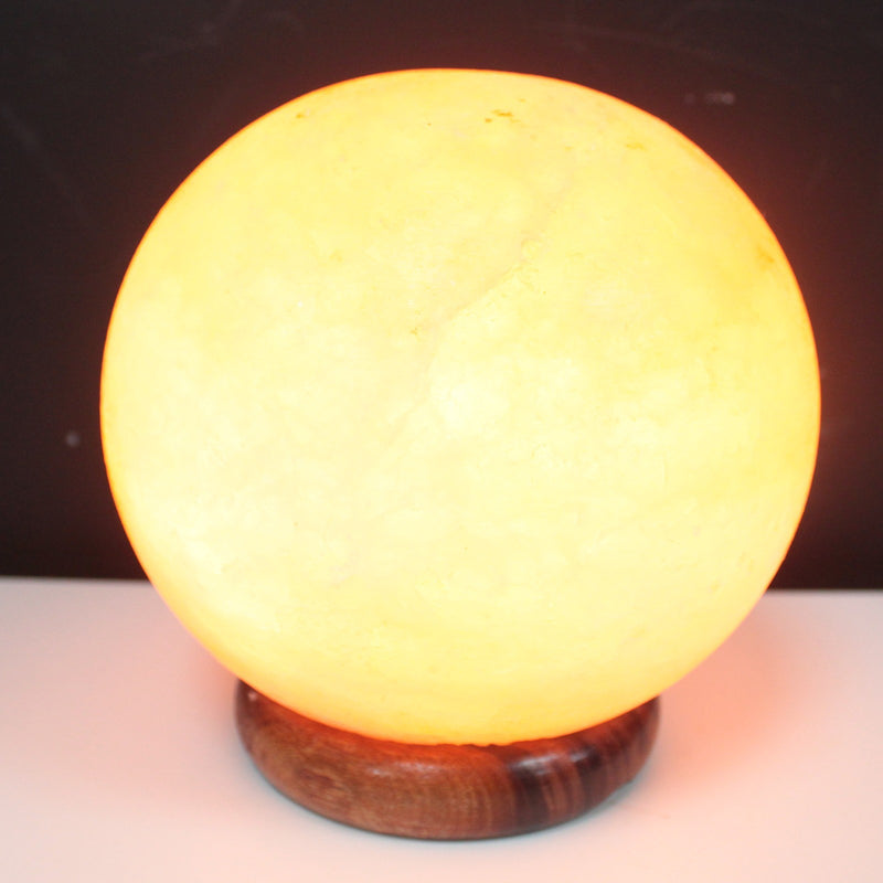 Himalayan Salt Lamp - Large Wooden Pedestal - Sphere 