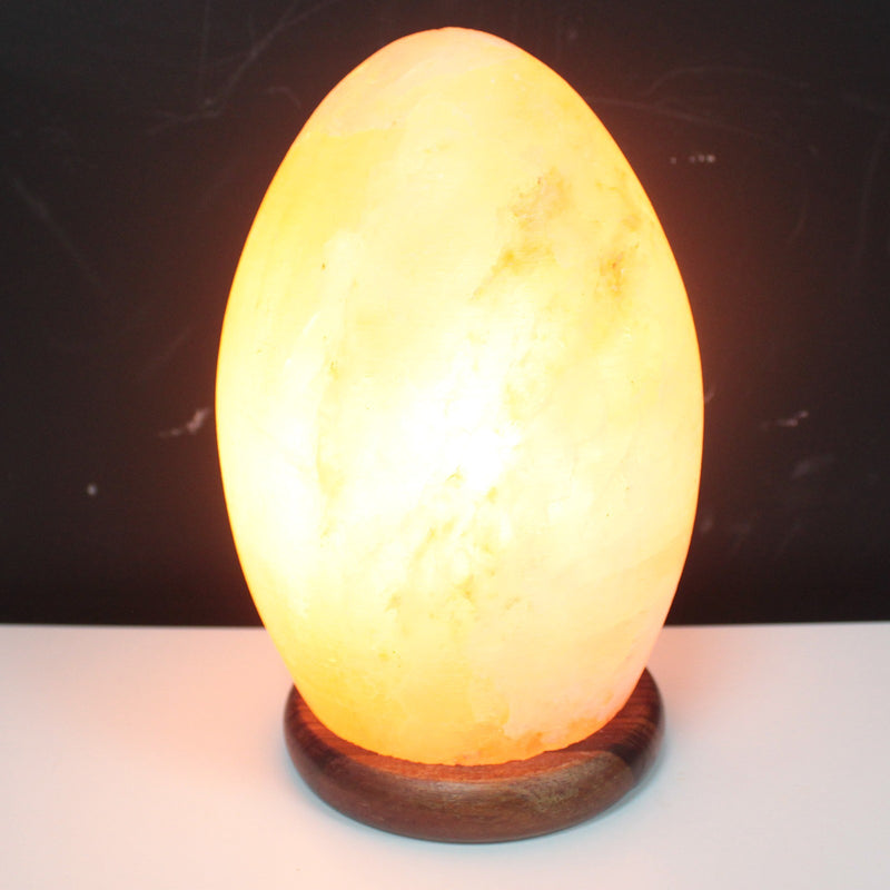 Himalaya Zout Lamp - Houten Voetstuk - Eivormig