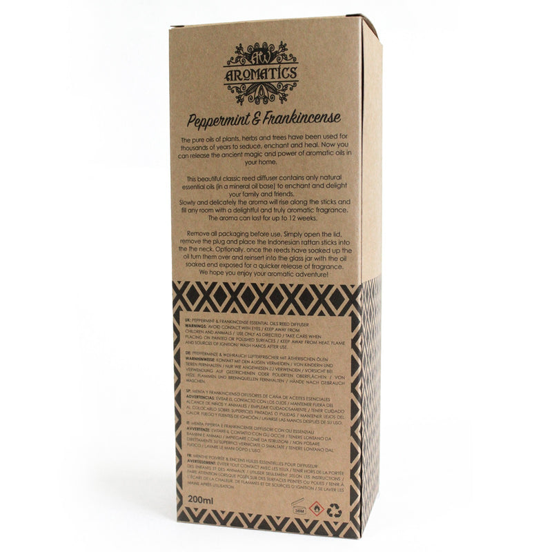 Aromatic Reed Diffuser Air Freshener - Peppermint and Frankincense -